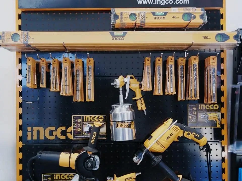 Ingco power tools on display in store